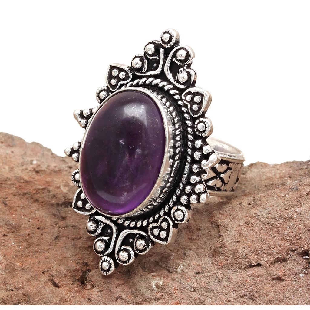 Amethyst Gemstone Handmade Silver Jewelry  "7"