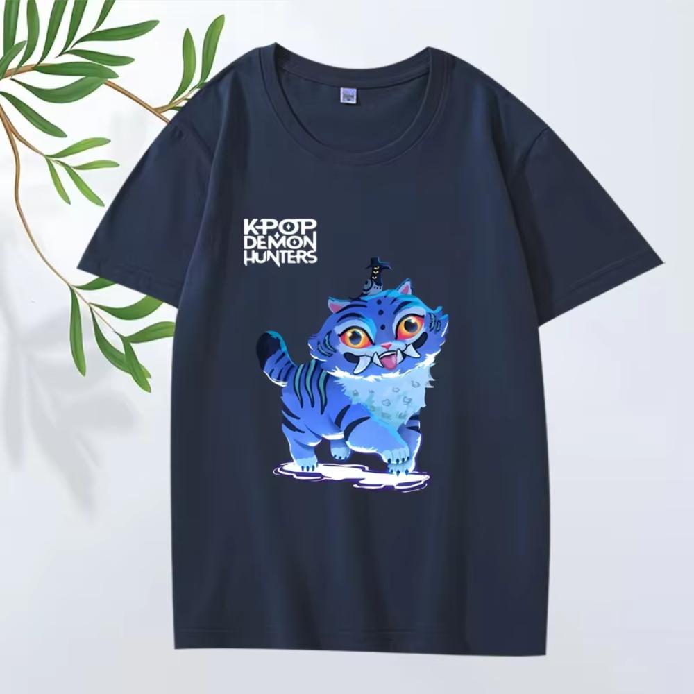Cute Demon Cat Kpop Demon Hunter Classic Anime T Shirt 2025 Men's Women Oversized Cotton Short Sleeve Summer Printed Unisex Tee