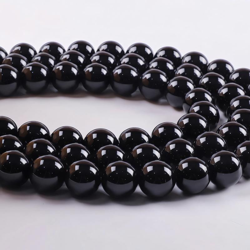 Natural Black Agate Beads for DIY Bracelet Jewelry - Round Spacer Beads