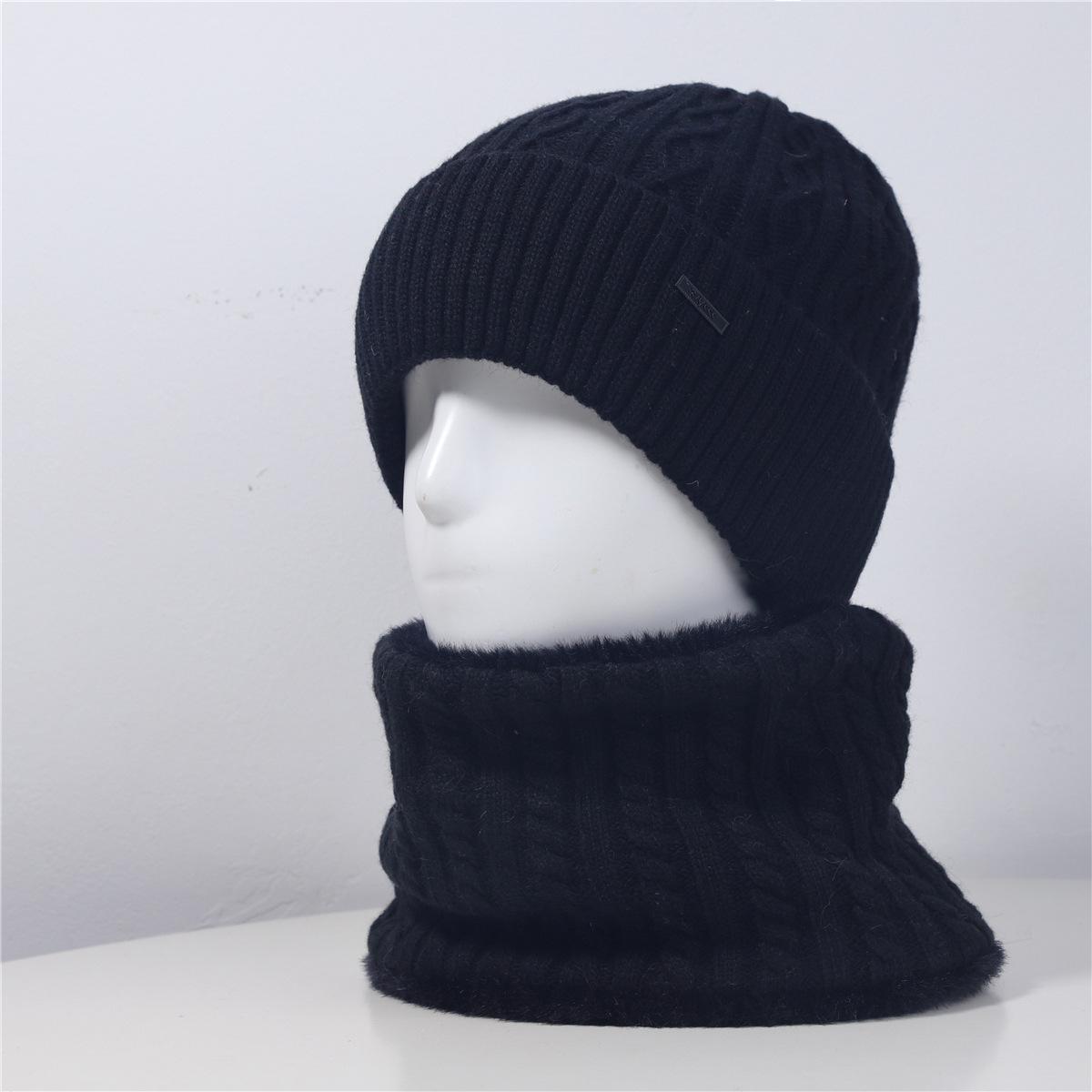 

Мужская зимняя теплая вязаная шерстяная шапка с защитой ушей для людей среднего и пожилого возраста Hat Only чёрный