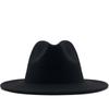 Woolen top hat European and American fashion black plus white color matching hat women's flat-brimmed jazz hat CM