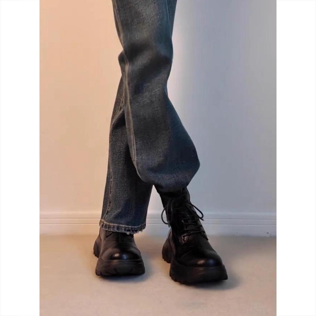 Cowhide version~ British style retro platform Martin boots women's autumn and winter 2025 new lace-up heightening thin boots short boots