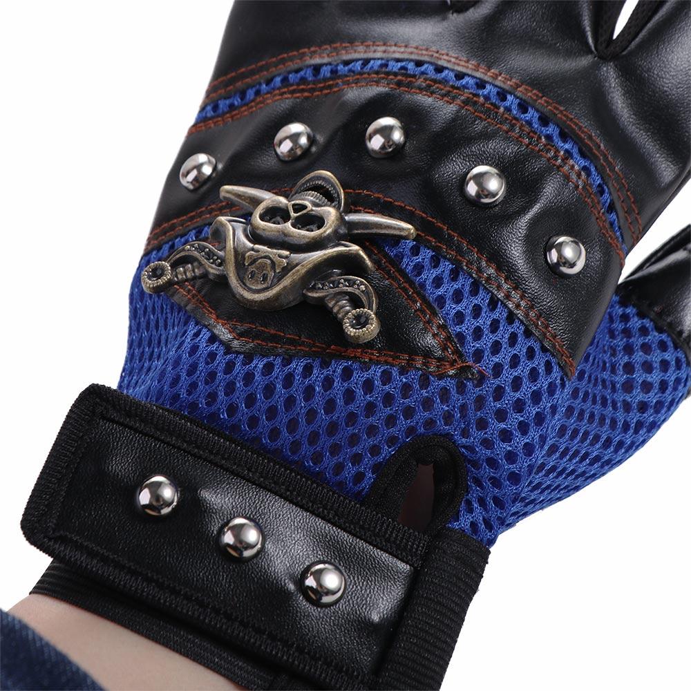 Punk PU Leather Anti-slip Rivet Skulls Gloves Cycling Gloves Half Finger Gloves Motorcycle Gloves