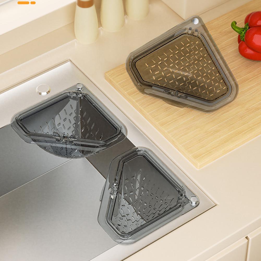 Magnetic Draining Triangular Filter Corner Drainer Rack Food Catcher Stopper Anti Clogging Kitchen Gadget Accessories