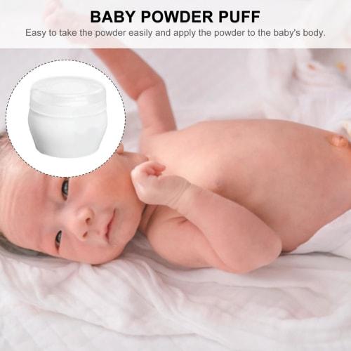 FRCOLOR Baby Powder Puffs, Set of 2, Powder Case Container, Talcum Powder, Empty, White, Baby Powder, Plush Puff, Kids Powder Puff, For Babies and Chi