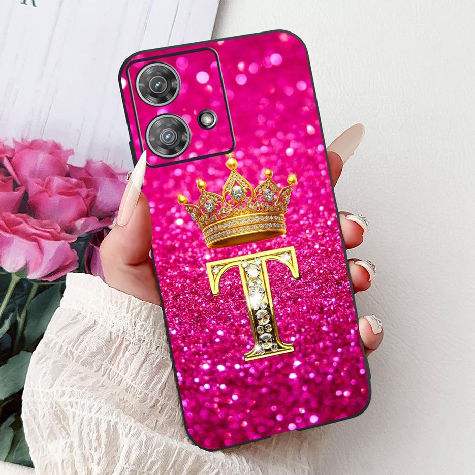 For Motorola Edge 40 Neo Case XT2307-1 Cute Crown Letters Cover Soft Silicone Phone Cases For Motorola Edge 40 Edge40 Neo Fundas