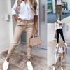Women Bodycon Pants Solid Color Pockets Spring Autumn All Match Ankle Tied Cropped Pants for Daily Wear