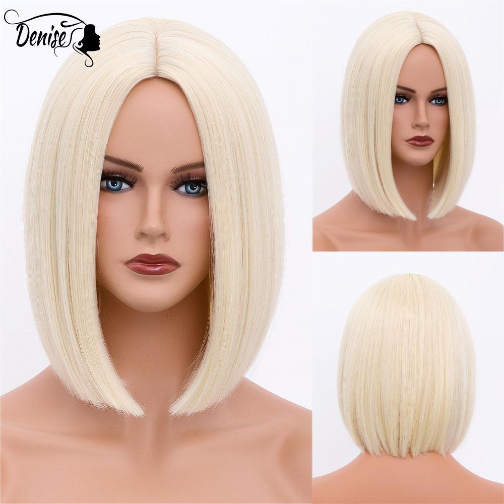 Bob Wig Straight Short Black To Blue Ombre Daily Synthetic Wigs For Women With Bangs Nutural  Heat Resistant Fiber Cosplay Hair