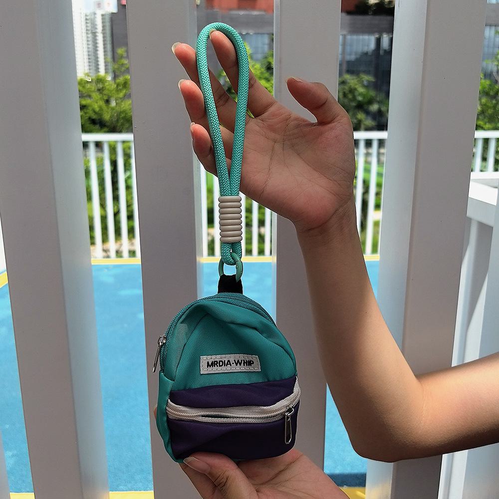 

Кошелек для монет из двух предметов с защитой от потери, шнурком для мобильного телефона и аксессуарами-брелками для небольшого домашнего рюкзака