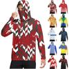 Men's Casual Geometric Print Hooded Long Sleeve Sun Protection Shirt Lightweight Breathable Outdoor Sports Top for Daily Wear