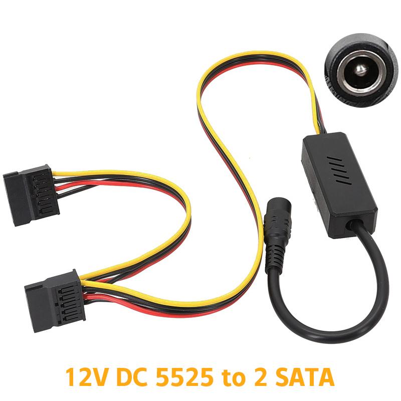Napájecí kabel DC 5525 pro pevný disk SATA, DC 12V na 4pinový Molex Hdd kabel, snižující regulátor napětí