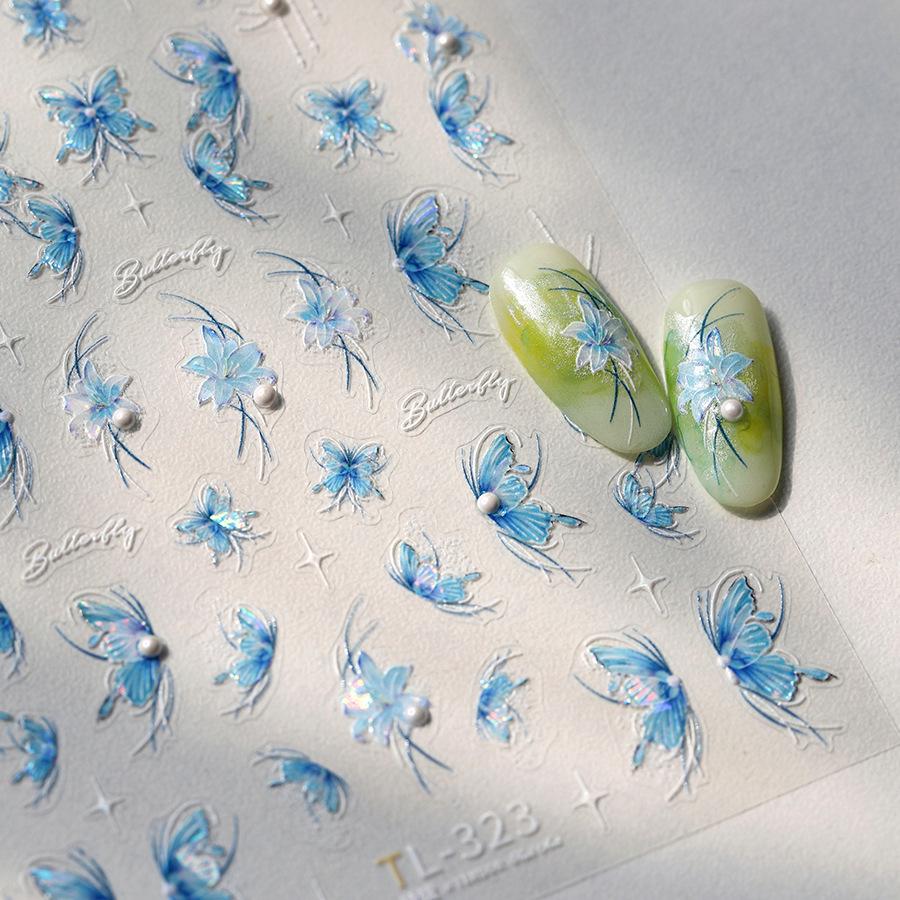 

Ferroso TL-323 Dreamy Blue Butterfly Self-Adhesive Nail Art Stickers