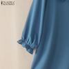 ZANZEA Women Ruffles Round Neck Casual 3/4 Sleeve Loose Blouse