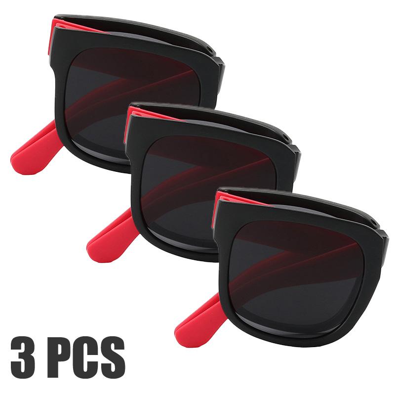 3PCS Foldable Pocket Sunglasses for Kids Boys Girls Outdoor Travel Goggle Shades Eyewear Square Frame UV Protection Sun Glasses