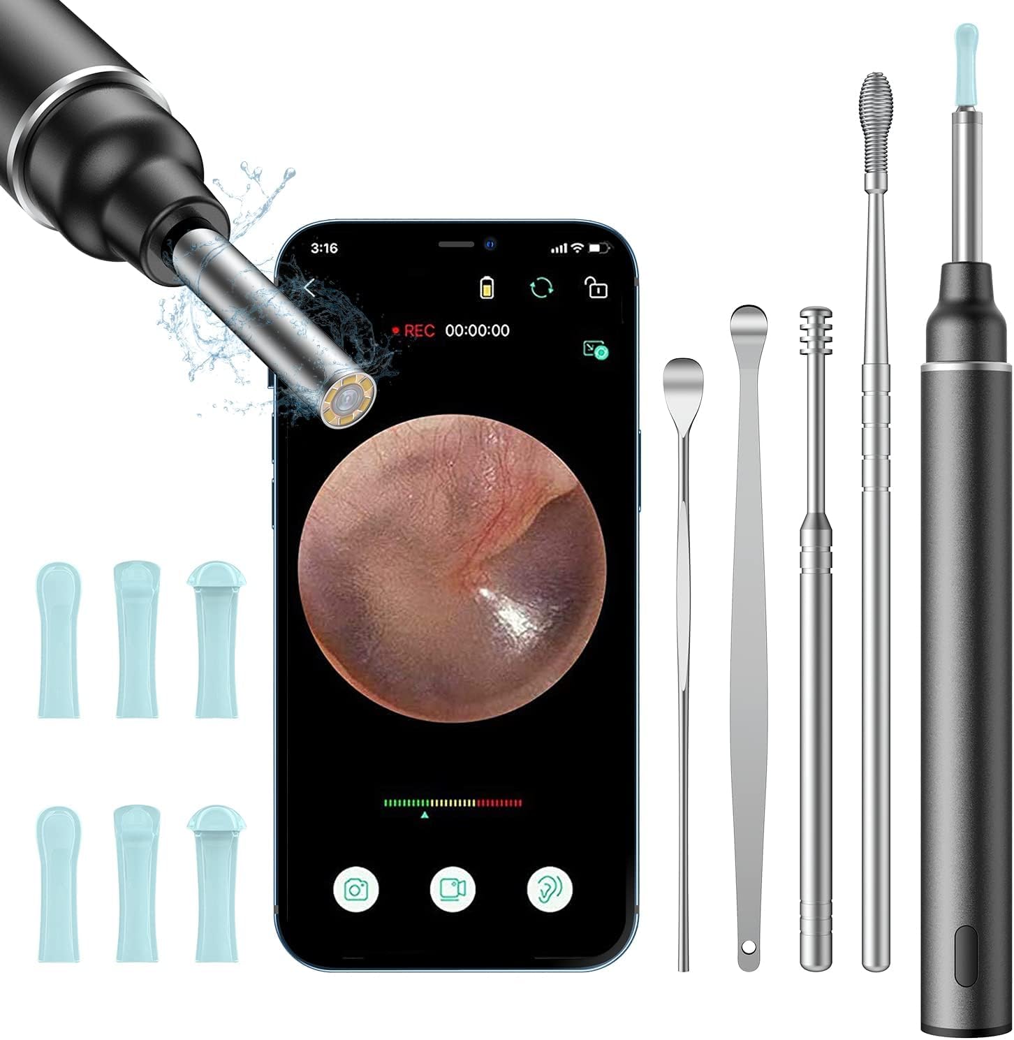 

в Ухочистка с Ухочистка с Ухо IP67 Для Ушной Серы Ухочистка Беспроводной WIFI Легко Совместимый с IOS [Новый 2025] Камера, Камера, Ухочистка, Чистка,