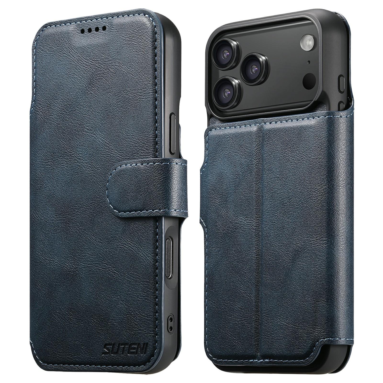 

SUTENI Q-05 For iPhone 17 Pro Wallet Case 2 in 1 Detachable Leather Flip Phone Cover with Stand Blue