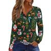 Women's Casual Christmas Print Neck Top with 3/4 Sleeve