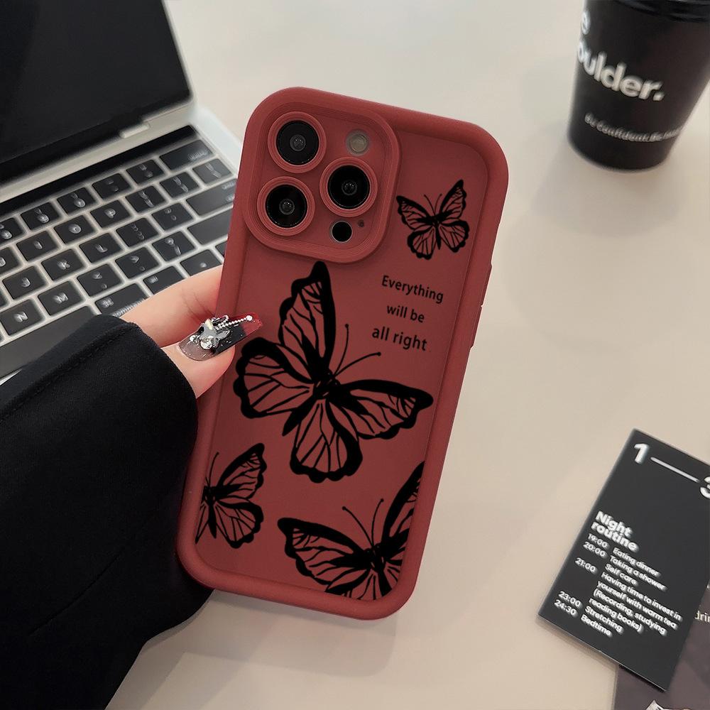 Line Butterfly Suitable for Apple 16 Mobile Phone Case New Iphone15promax Cartoon 13 Personality 17 Women's Anti Fall