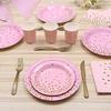 110pcs/Set Pink Gold Dot Tableware Paper Towel Cup Plate Disposable Wedding Party Decor Kids Birthday Baby Shower Party Supplies
