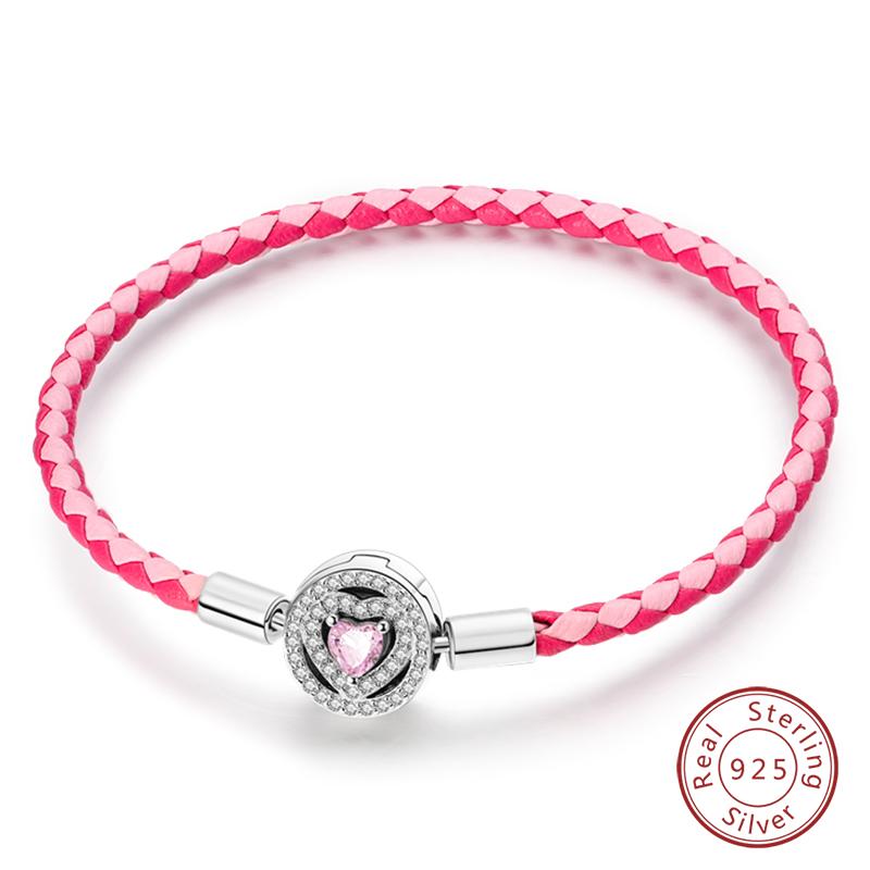 Original 925 Silver Heart Star Moon Snowflake Butterfly Bracelets 17 20CM For Women DIY Charms Jewelry Gifts