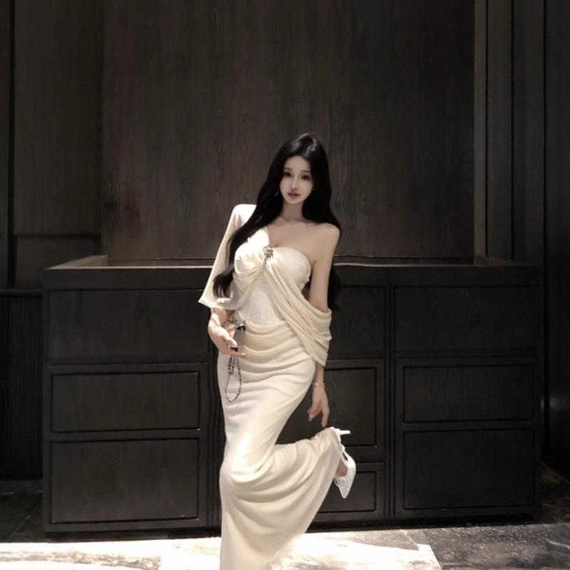 French Tube Top Dress Women's Spring Summer New Birthday Dress Dress Pure Desire Fishtail Long Dress Tight Hip Skirt