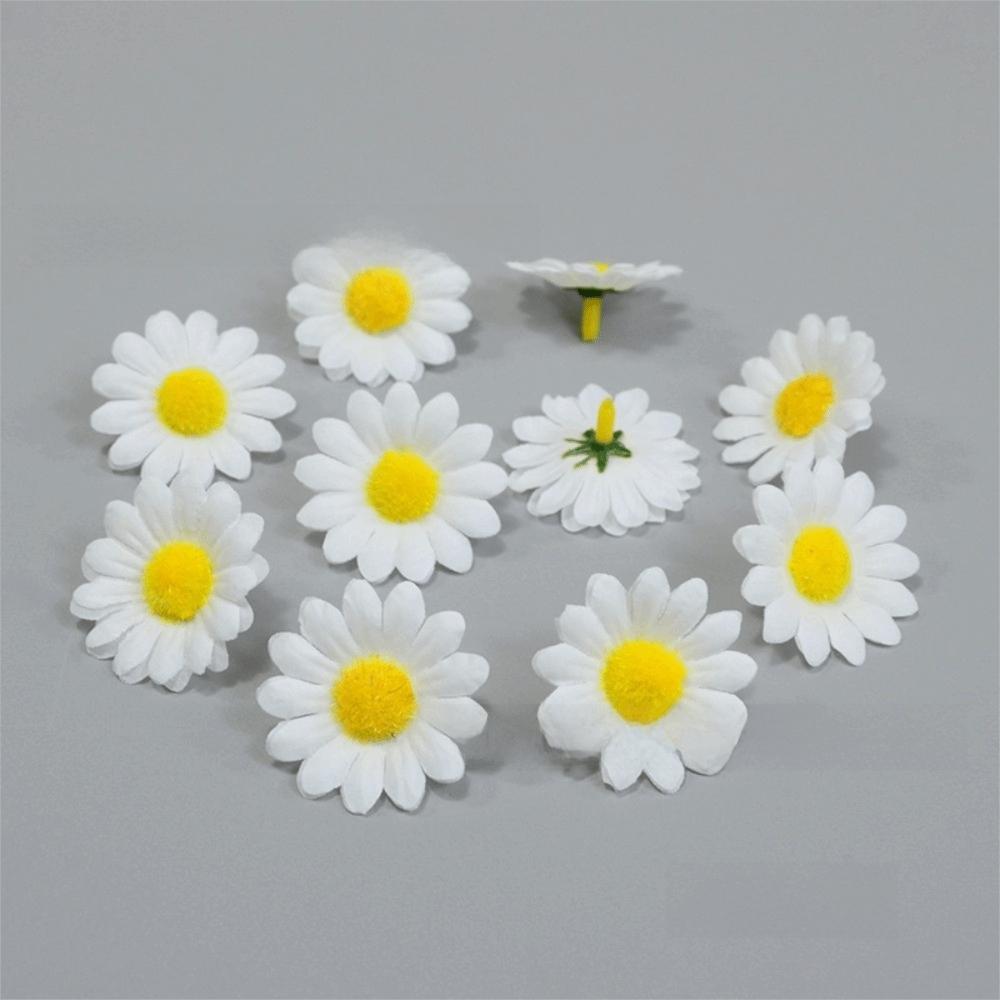 50pcs New Silk Daisy Artificial Sunflowers Fake Flower Brooch Simulated Mini Daisies Bracelet DIY Garland Parts Wedding Decor