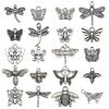 Set di 100 Ciondoli Gatto Farfalla Luna Argento Antico per Braccialetti e Collane Fai da Te