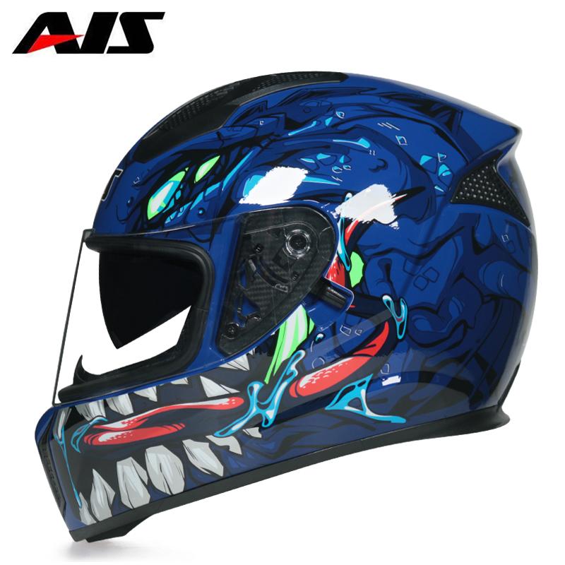 

Красивый всесезонный универсальный шлем-фулфейс со встроенной маленькой линзой, мотоциклетный шлем для личности XXL