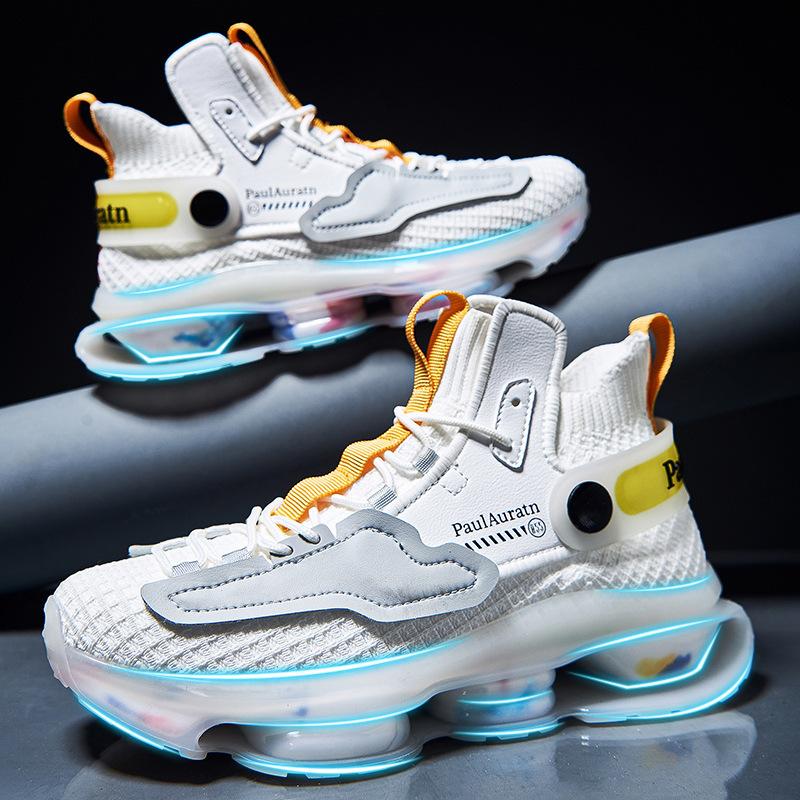 

Мужские кроссовки с принтом пламени Спортивная обувь Удобная обувь для бега Уличная мужская спортивная обувь 45 белый