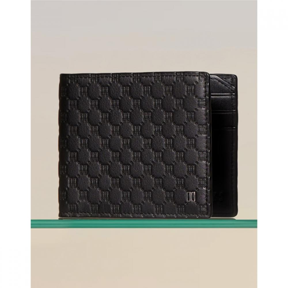 

Daks Slim Wallet Black European Imported Leather Louis Embossed Dd Pattern Dbwa5 Single option