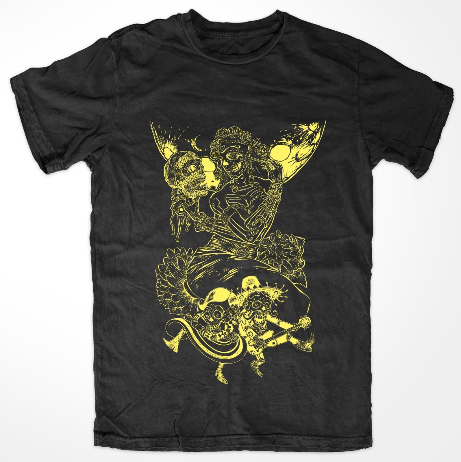 Day of the Dead, Dia de los Muertos, Sugar Skull Pin Up Mens Black T-Shirt S разноцветный