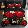 Ensemble de housse de couette Saint-Valentin Cœur d'amour rouge romantique Taille King Queen Twin Simple 228X228 Pour la décoration de chambre de couple Cadeau