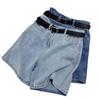 Plus-Size High-Waisted A-Line Casual Denim Shorts for Women - Summer Mid-Length Wide-Leg Shorts