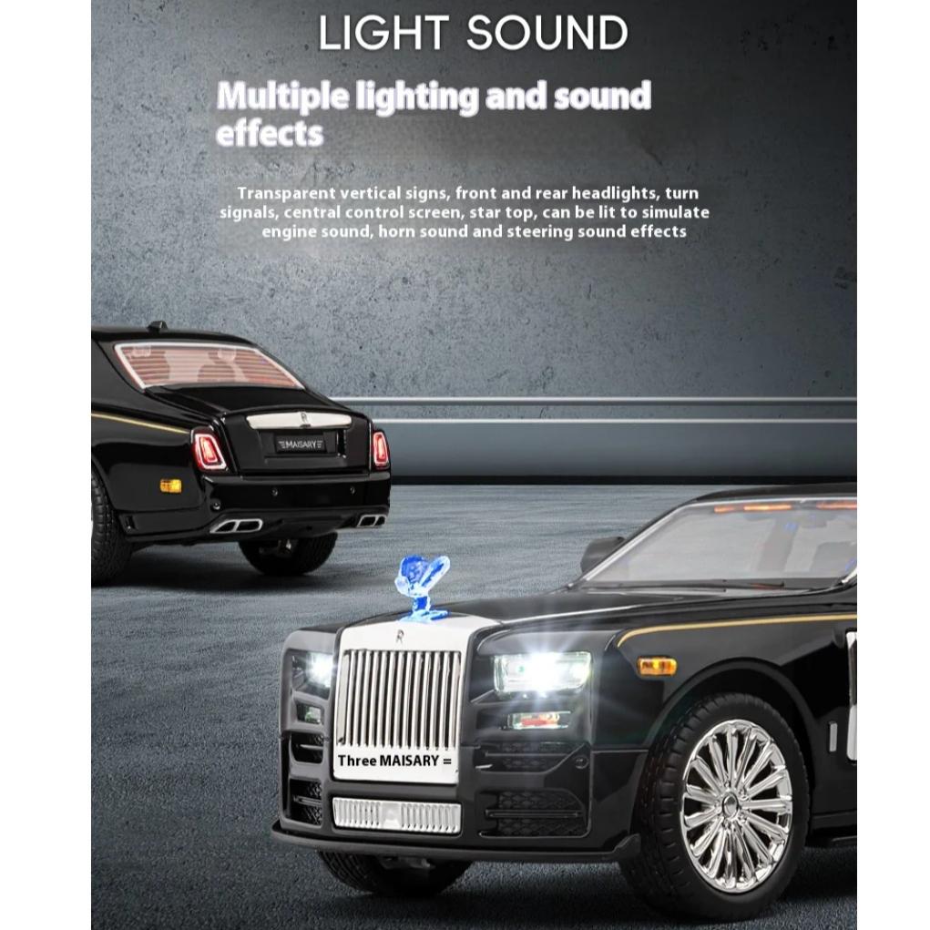 1/22 Scale Rolls Phantom Alloy Car Model Diecasts Metal Vehicles Collect Simulated Decorations Sound & Light Gifts for Kids