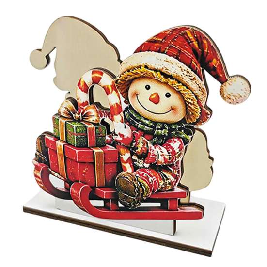 Festive Snowman Paper Napkin Stand Holder for Dining Table, Wood Vertical Wooden Organizer Table Dispenser, Christmas Tissue Storage Holiday
