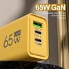 65W 3 Ports GaN USB PD Mobile Phone Chargers USB C To Type C High-speed Charging Data Cable Cord QC3.0 Cellphone Wall Adapter