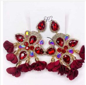 Kaimei Fashion Jewelry Boho Earrings Big Earrings for Women Rhinestones Pendant Crystal Statement Drop Earrings Fashion Jewelry