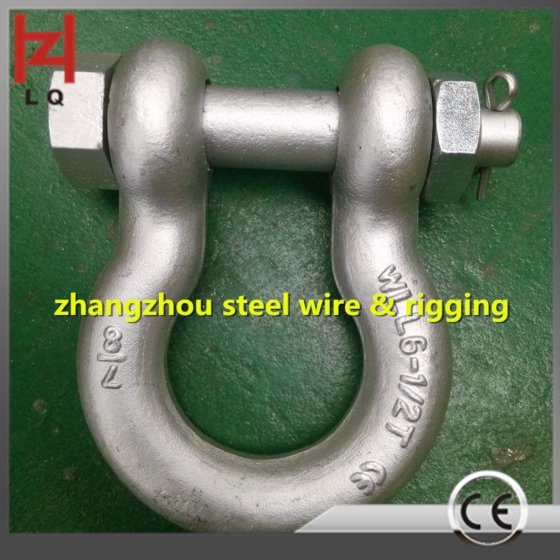 US Standard 12T High-Strength Alloy Steel Bow Shackle with Nut