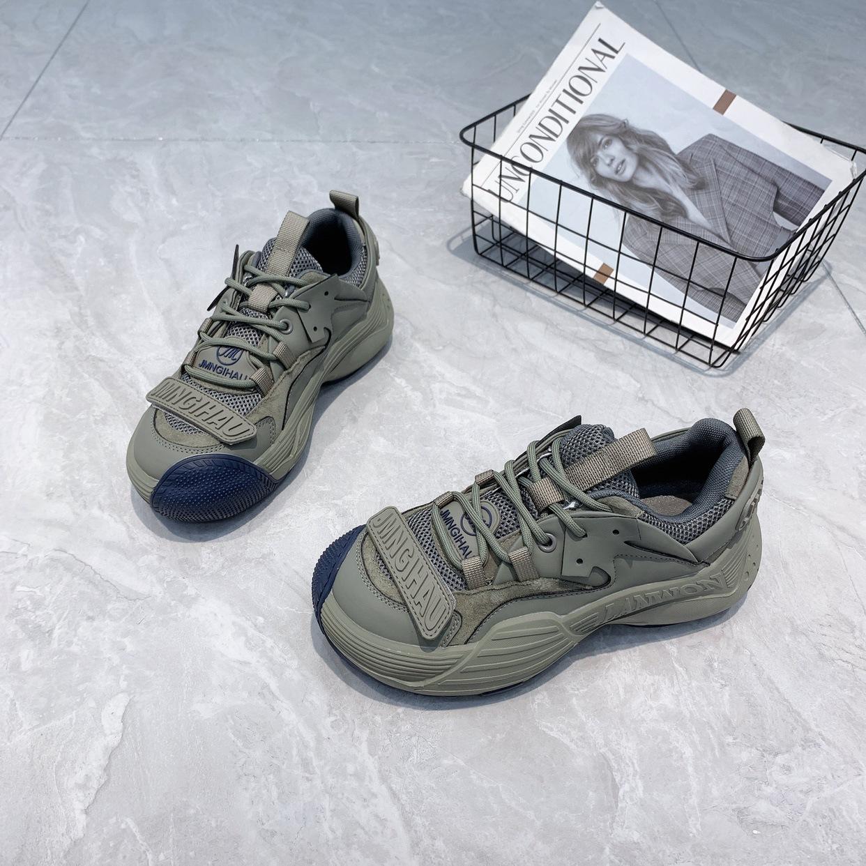 

Кроссовки на платформе женские новые уродливые милые туфли для пап с круглым носком на осень и зиму 2025 года 40 светло-зеленый