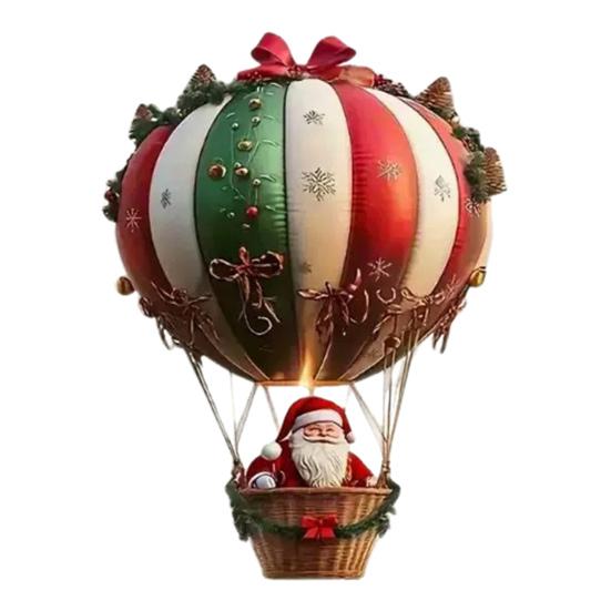 Hot Air Balloon Christmas Ornament 2D Flat Acrylic Santa Claus On