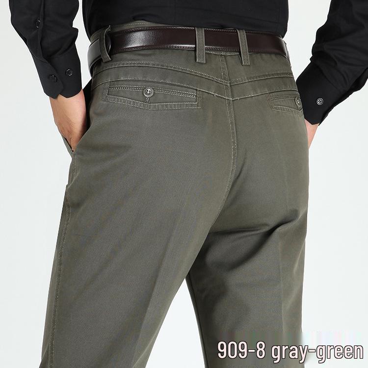 Men's Thick Cotton Casual High-Waisted Straight-Leg Pants for Autumn and Winter