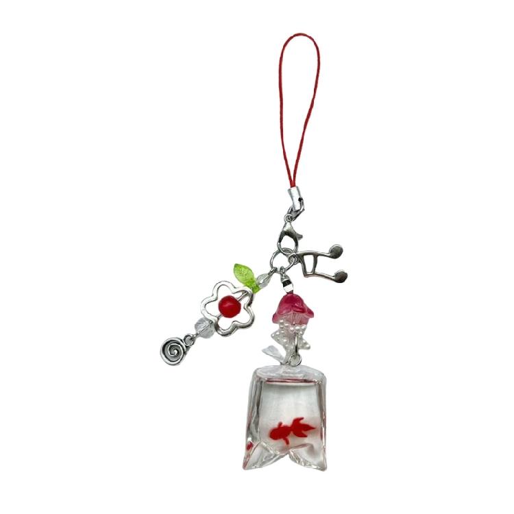 Cuteness Fish Themed Beaded Phone Accessory Comfortable Grip Resin Charm Fish Beaded Phone Lanyard Suitable for Gifts