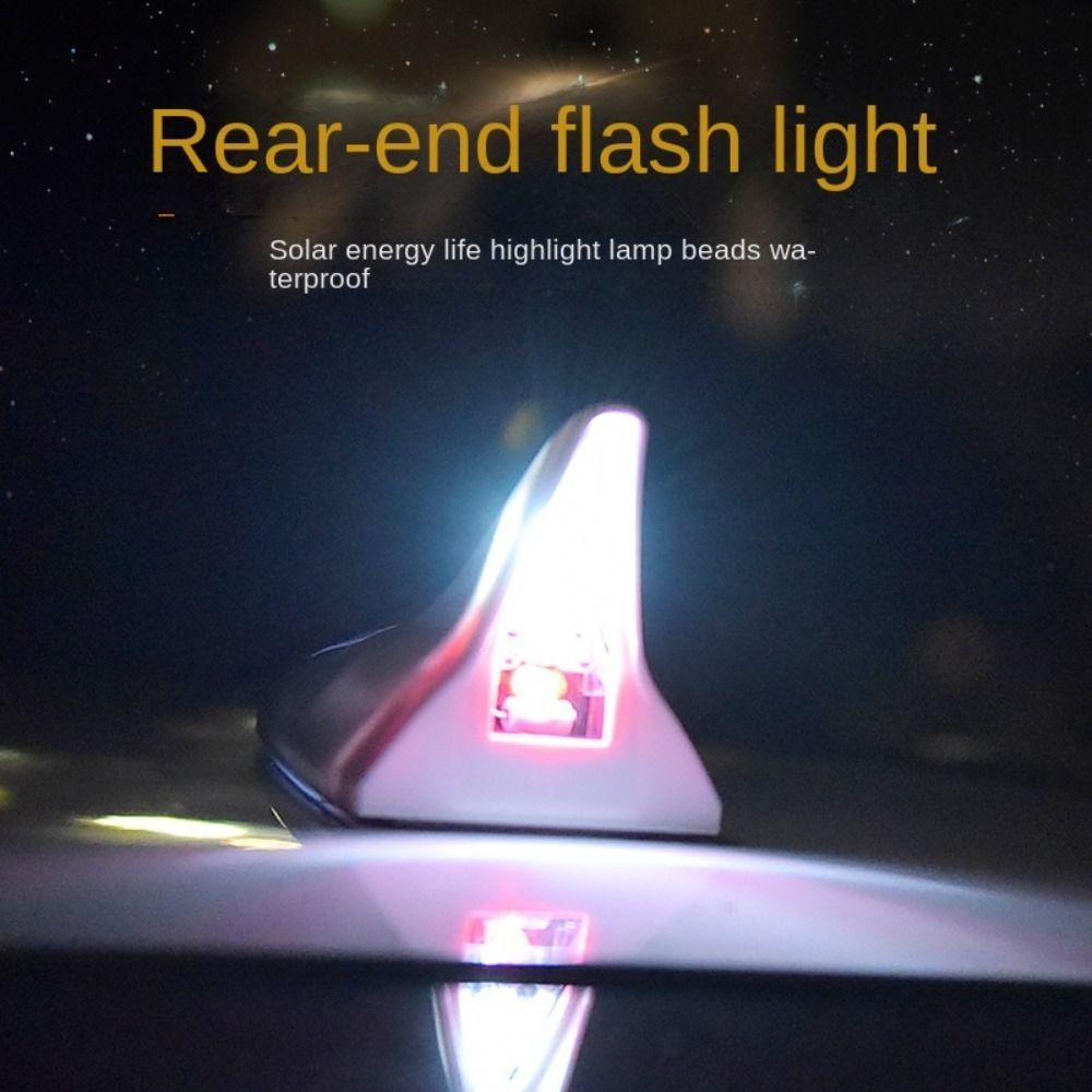 Solar Car Shark Fin Antenna LED Light Safety Warning Light Roof Tail Modification Light  Driving