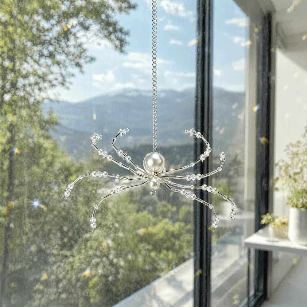Colorful Beaded Spider and Spider Web Decorations Crystal Halloween Decorations Haunted House