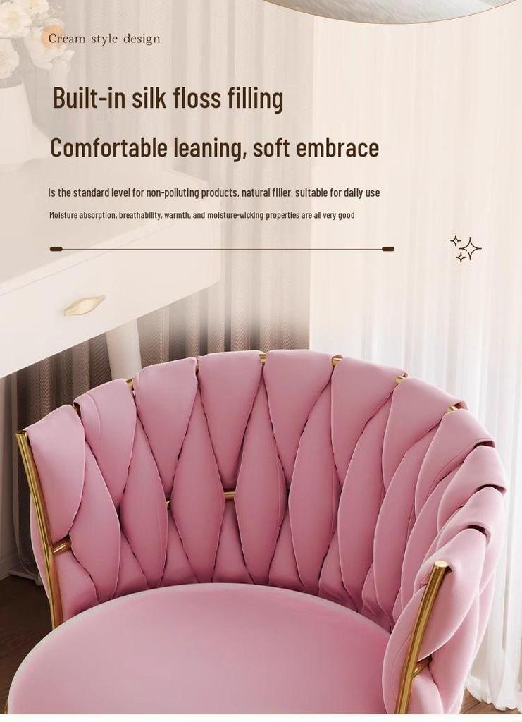 Swivel Bar Stool with Casters, High-Legged Makeup Chair, Adjustable Dressing Stool with Backrest, Streamlined Design for Home Beauty.