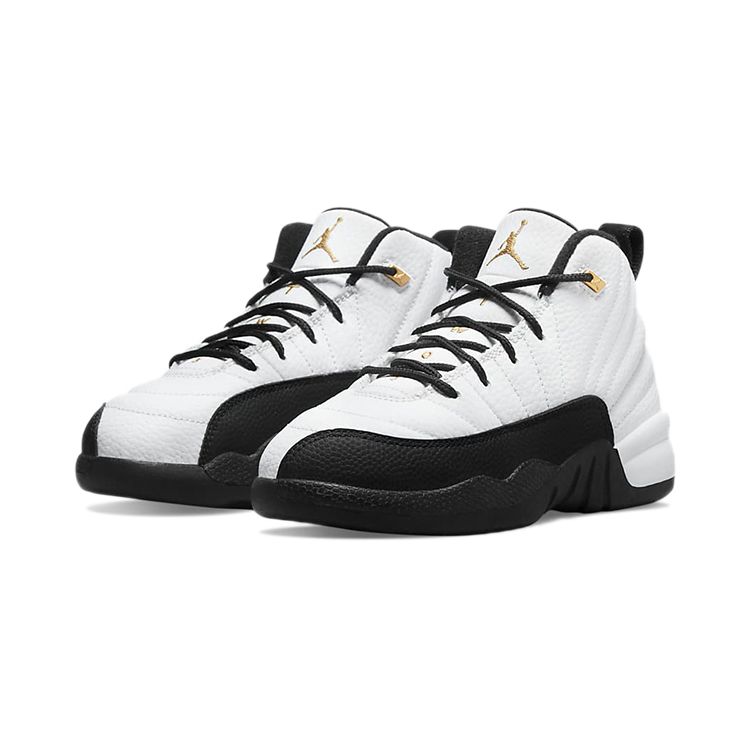 Air Jordan 12 Retro PS Royalty Kids Sneakers White Black Metallic-Gold 151186-170