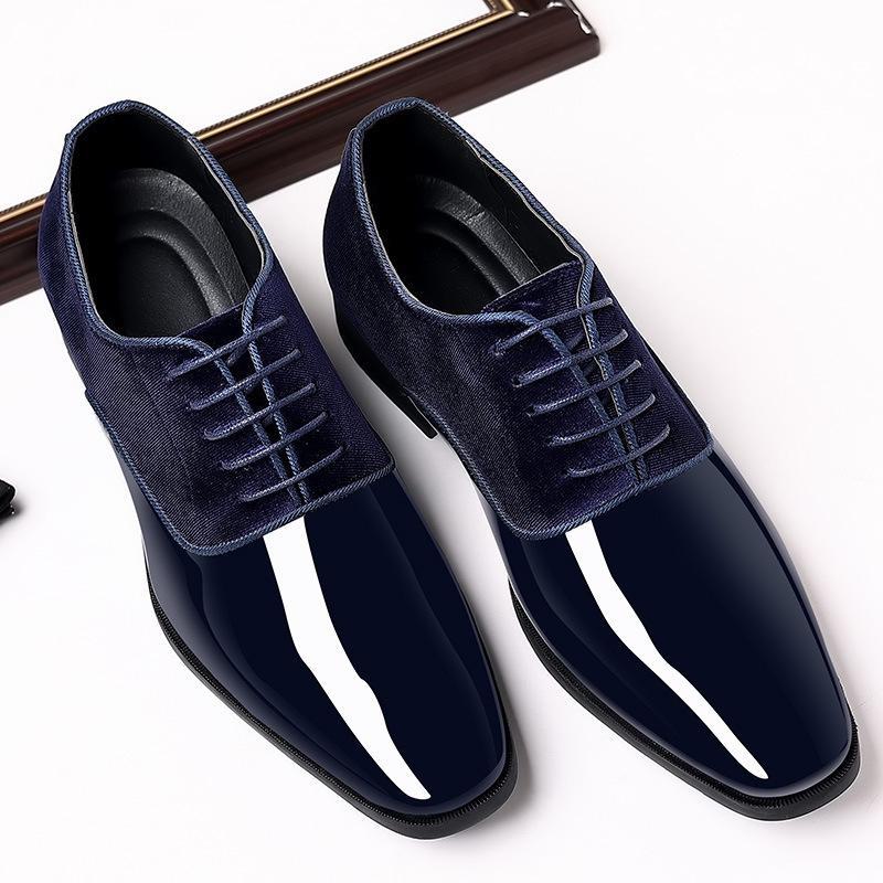 Men's Patent Leather Shiny Pointed Toe Formal Business Shoes - Large Size, All-Match, British Style