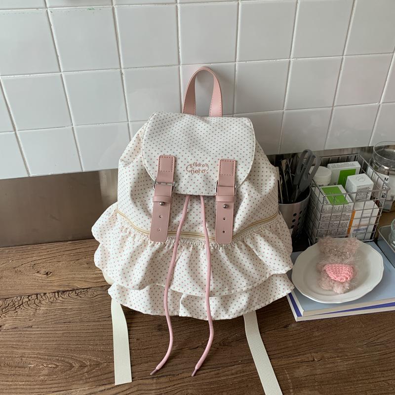 

Cute and sweet college style backpack women s new casual versatile student leisure bag fashion travel backpack бежевый