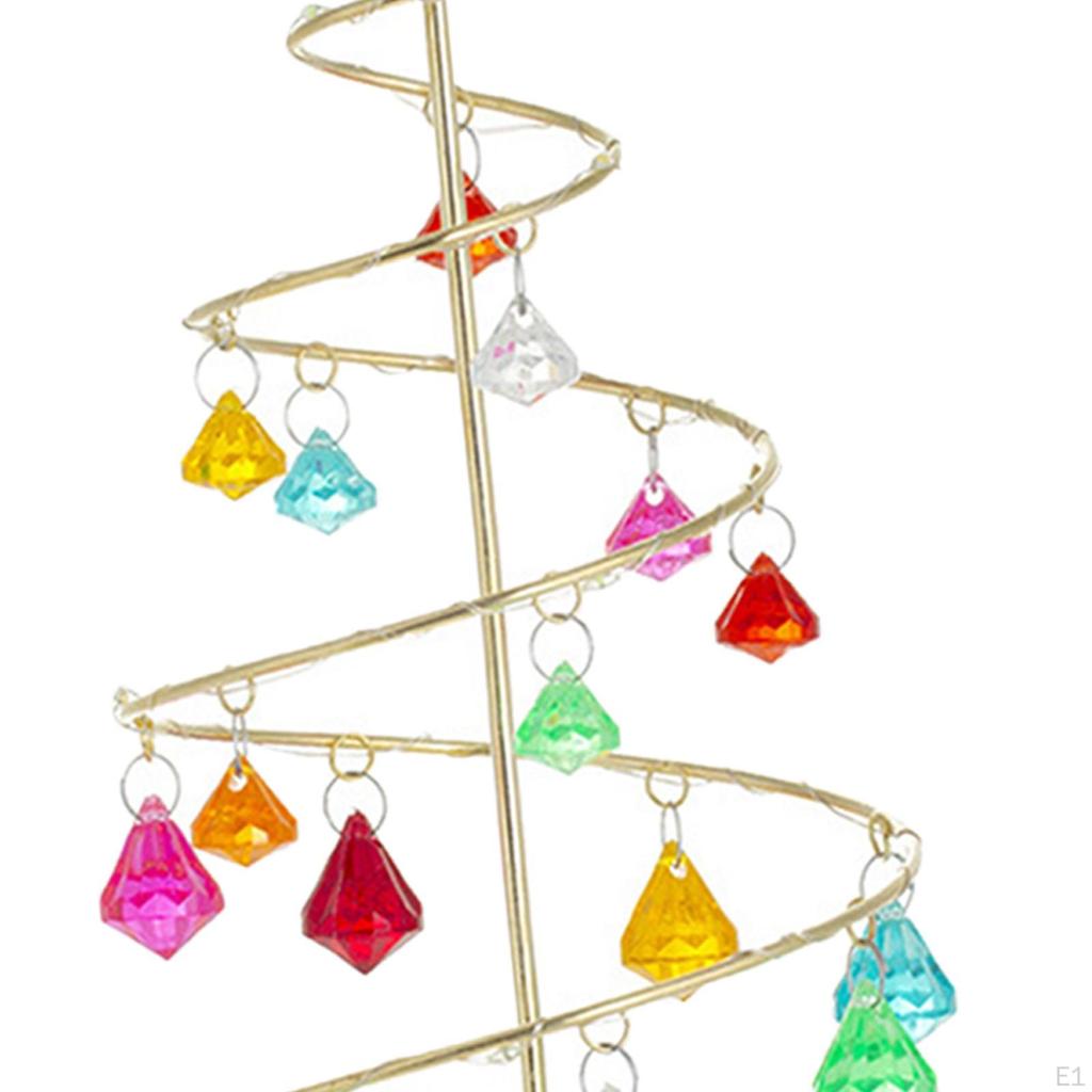 Christmas Tree Dangling Charms Metal Stand Glittering Star Topper for Tabletop Holiday Gift