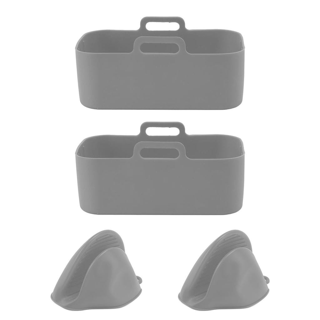 2 Sets Pot à Friture Rectangulaire en Silicone Revêtements en Silicone pour Friteuse Panier Rectangulaire pour Ninja DZ201 Foodi